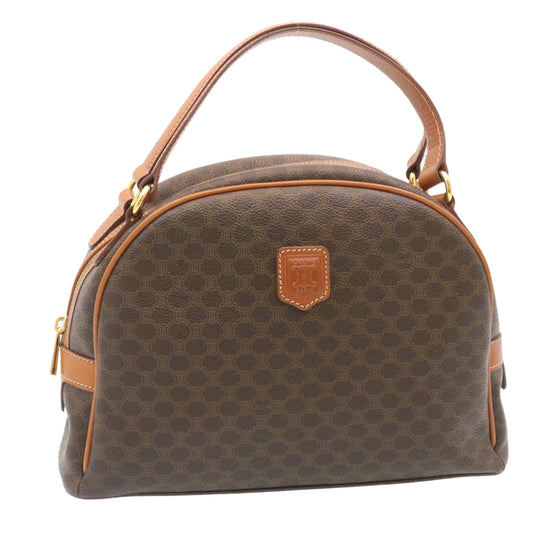 Luxury CELINE Macadam Canvas 2Way Shoulder Hand Bag PVC Leather Brown 34669
