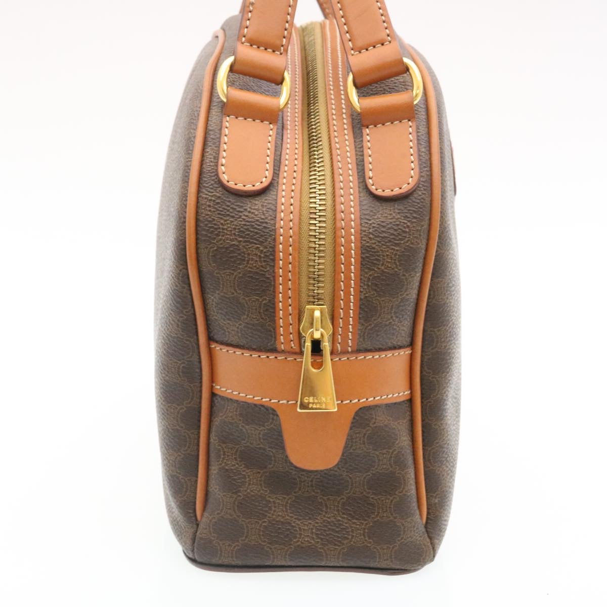 Luxury CELINE Macadam Canvas 2Way Shoulder Hand Bag PVC Leather Brown 34669