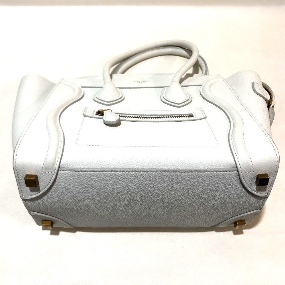 CELINE Handbag 167793 leather Off White x Sky Blue Tote Bag Micro shopper Women