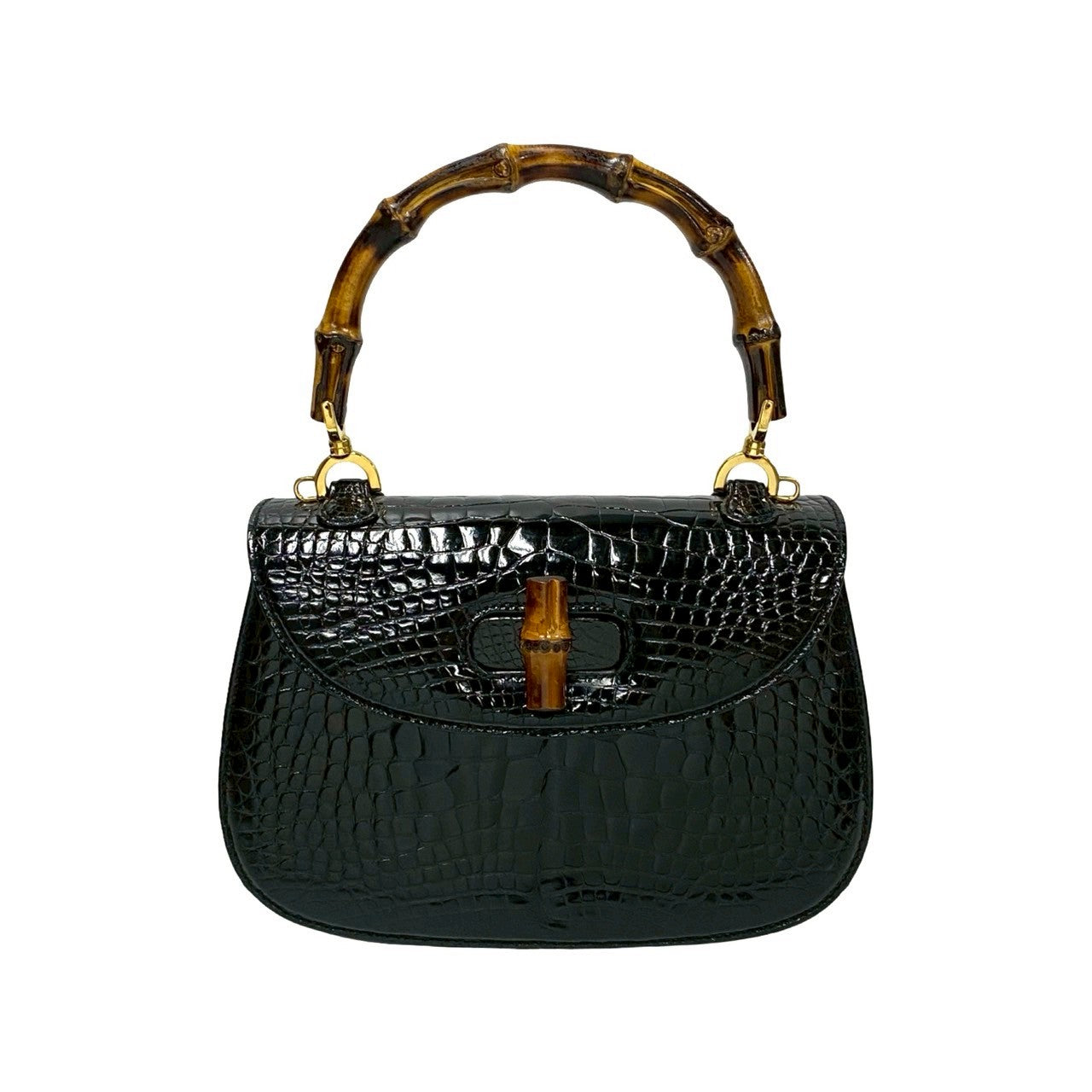 Gucci Old Gucci Bamboo Crocodile Mini Handbag