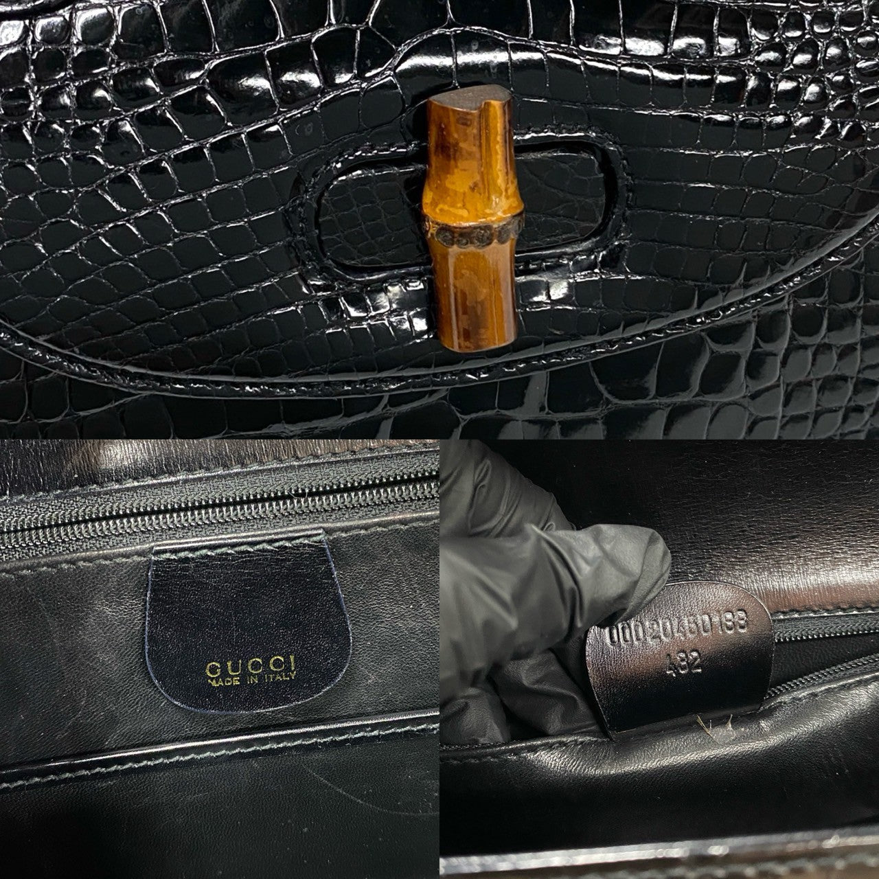 Gucci Old Gucci Bamboo Crocodile Mini Handbag