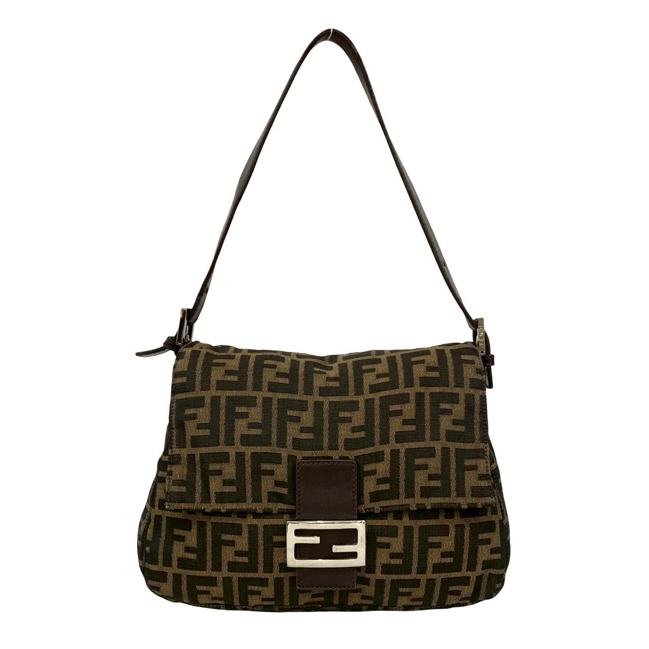 Fendi Zucca FF Canvas Leather Shoulder Bag