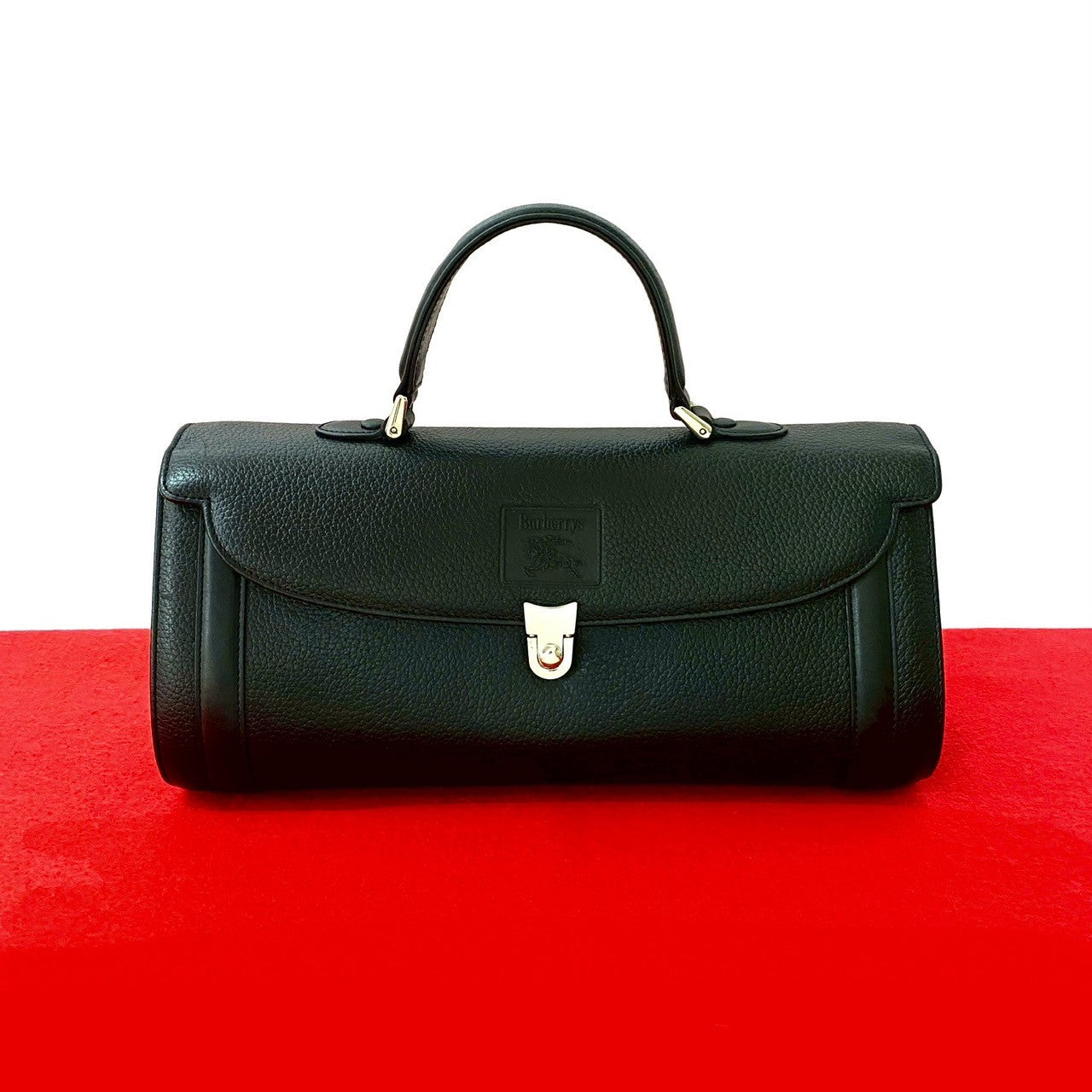 Burberrys Shadow Horse Logo Leather Handbag