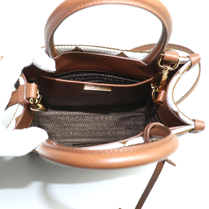Prada Symbol Embroidered Fabric 2way Shoulder Bag