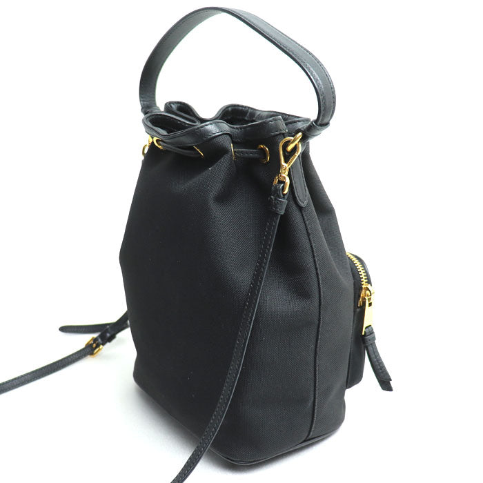 Prada Logo Jacquard Canvas Leather 2way Shoulder Bag