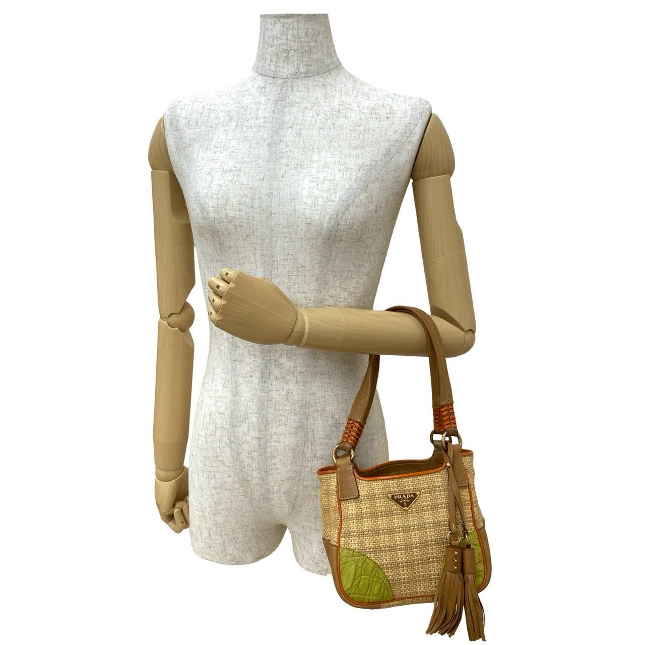 Prada Raffia Leather Handbag