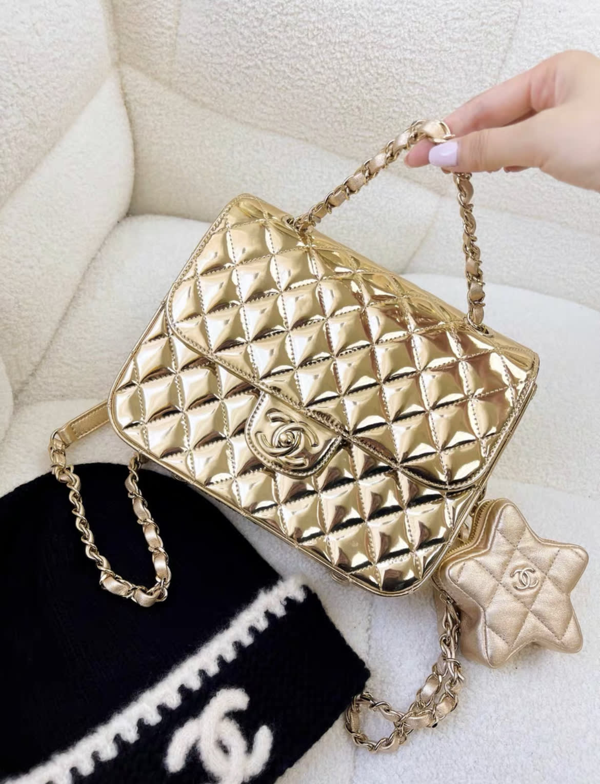 Chanel 24C gold mirror star backpack