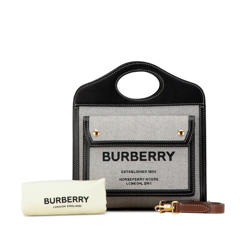 Burberry Horseferry Print Logo Canvas Leather 2way Bag