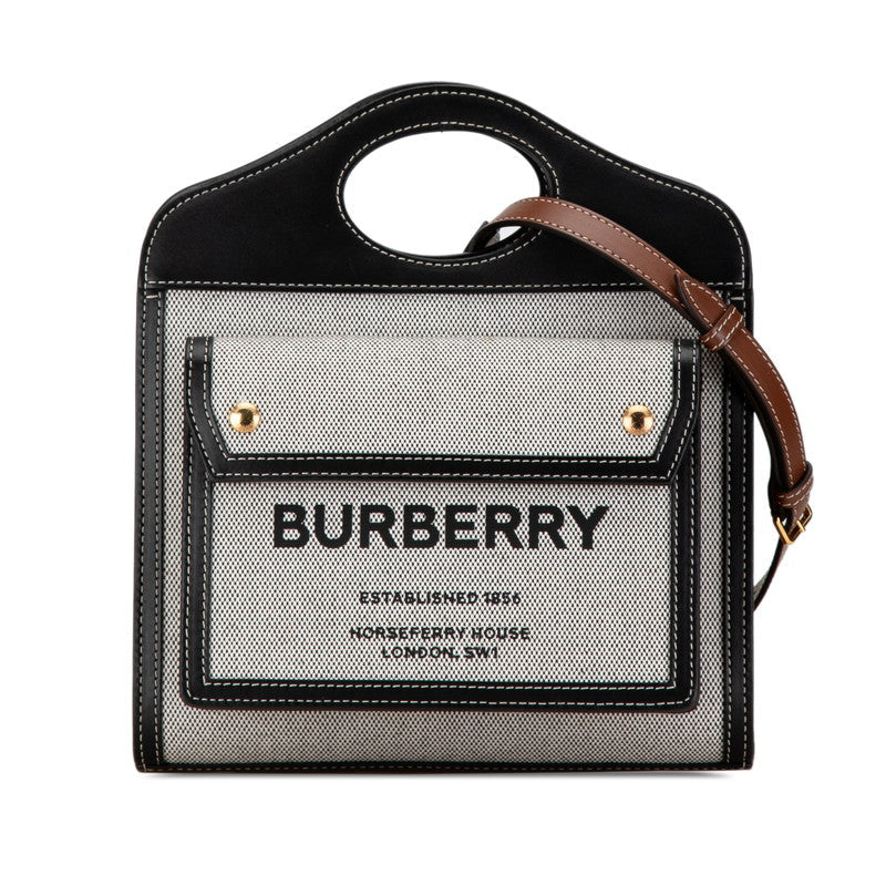 Burberry Horseferry Print Logo Canvas Leather 2way Bag