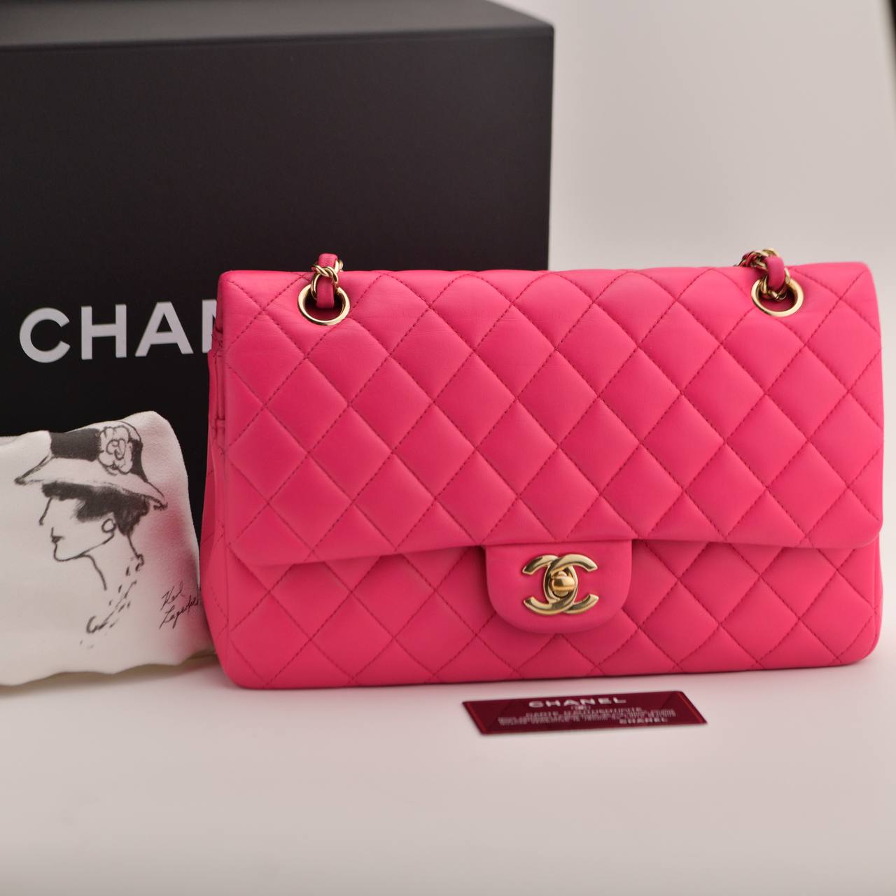 Chanel Lambskin Fuchsia Quilted Medium Classic Double Flap Bag