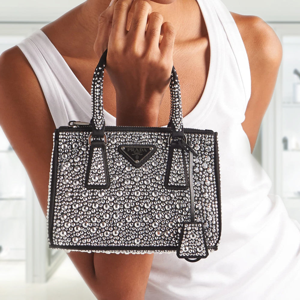Prada Galleria satin mini-bag with crystals