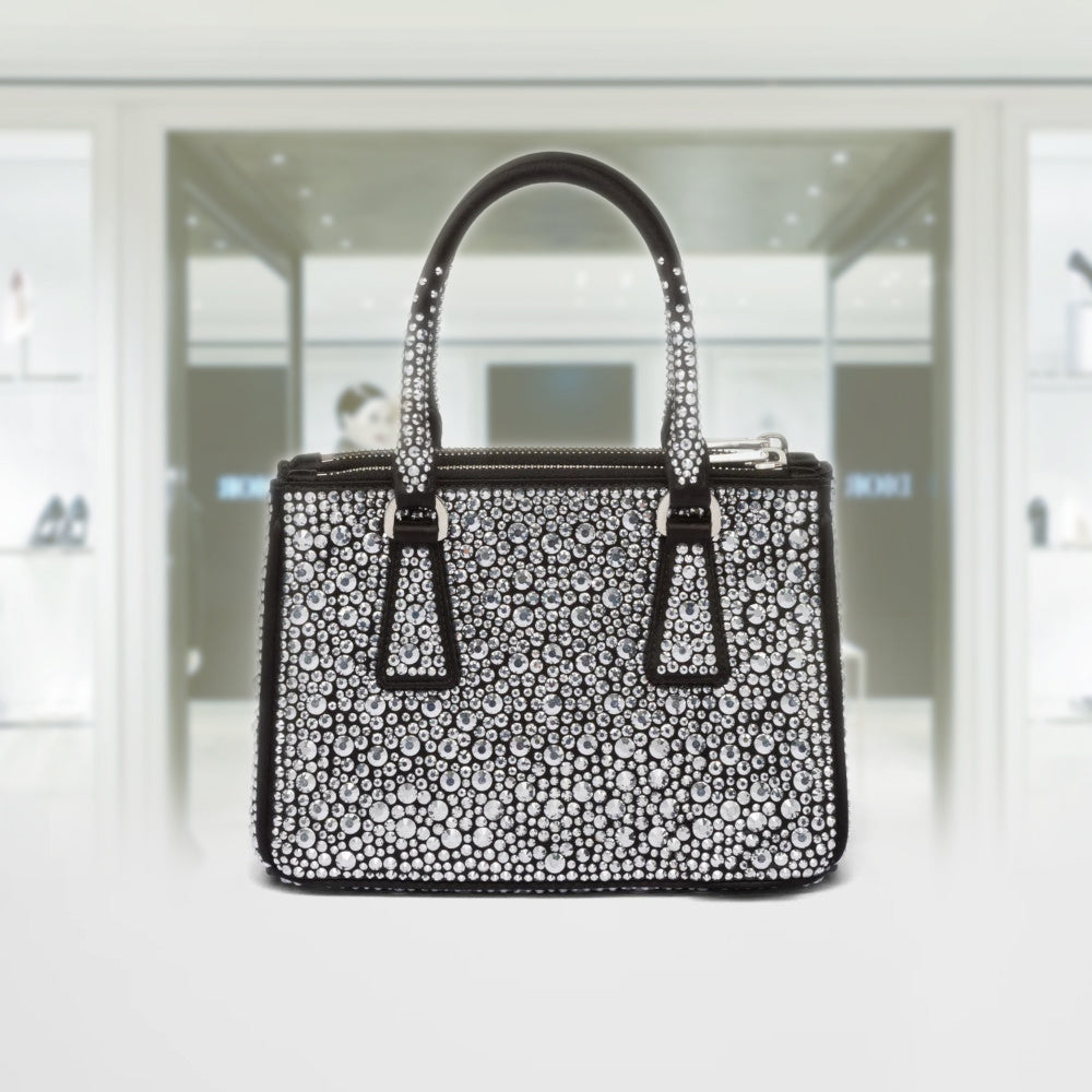 Prada Galleria satin mini-bag with crystals