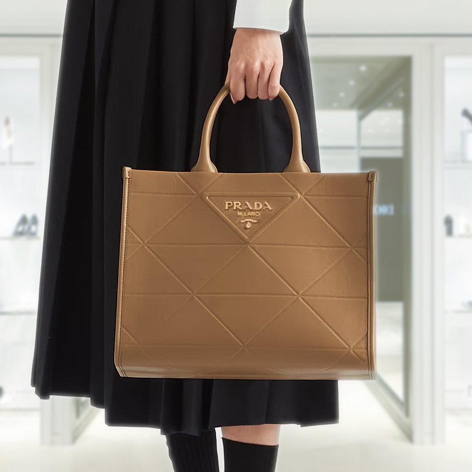 Medium leather Prada Symbole bag with topstitching