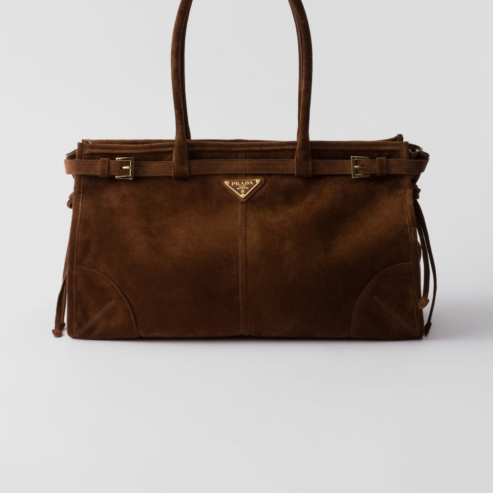 Prada Bonnie large suede handbag