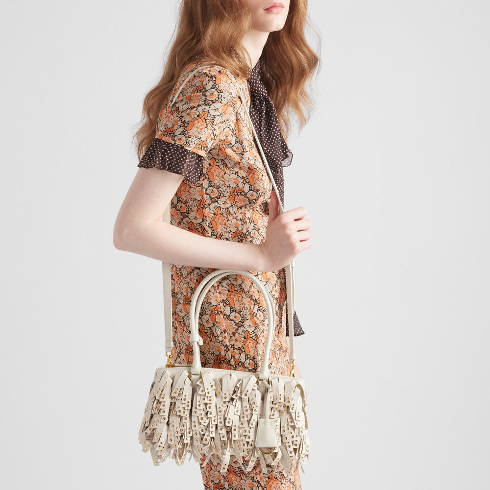 Prada Galleria medium nappa leather bag with fringe and studs