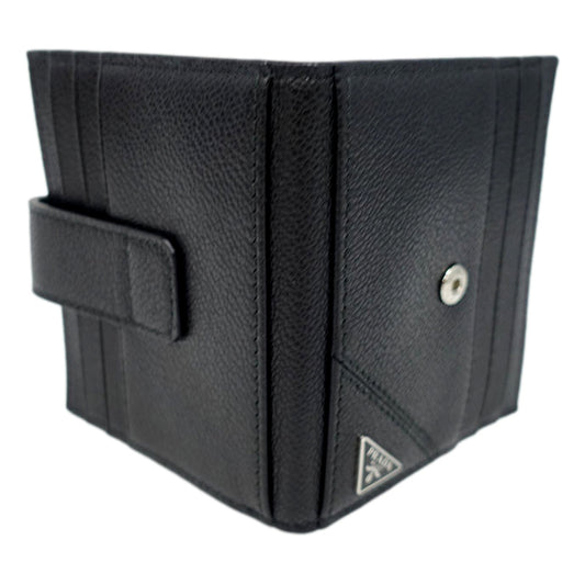 Prada Black Vitello Grain Leather Card Bifold Wallet