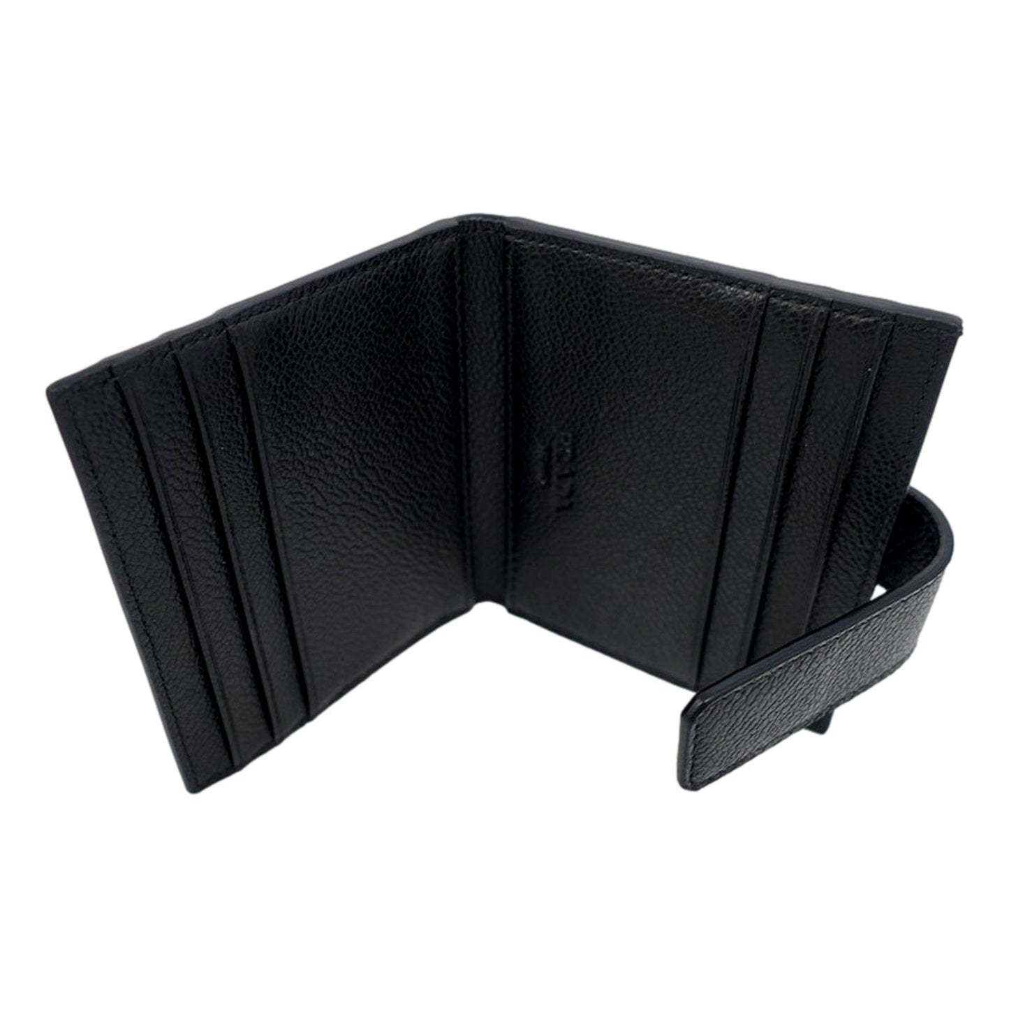 Prada Black Vitello Grain Leather Card Bifold Wallet
