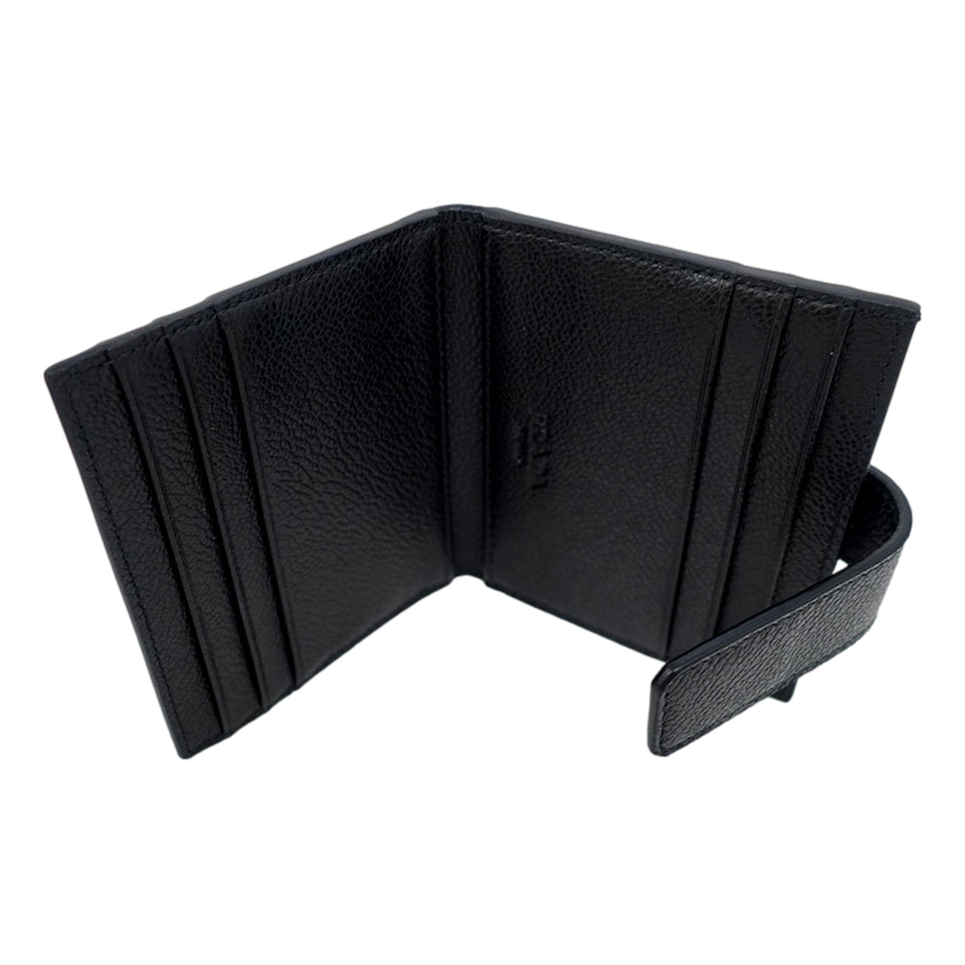 Prada Black Vitello Grain Leather Card Bifold Wallet