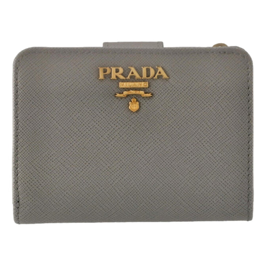 Prada Small Saffiano Leather Wallet Grey and Blue
