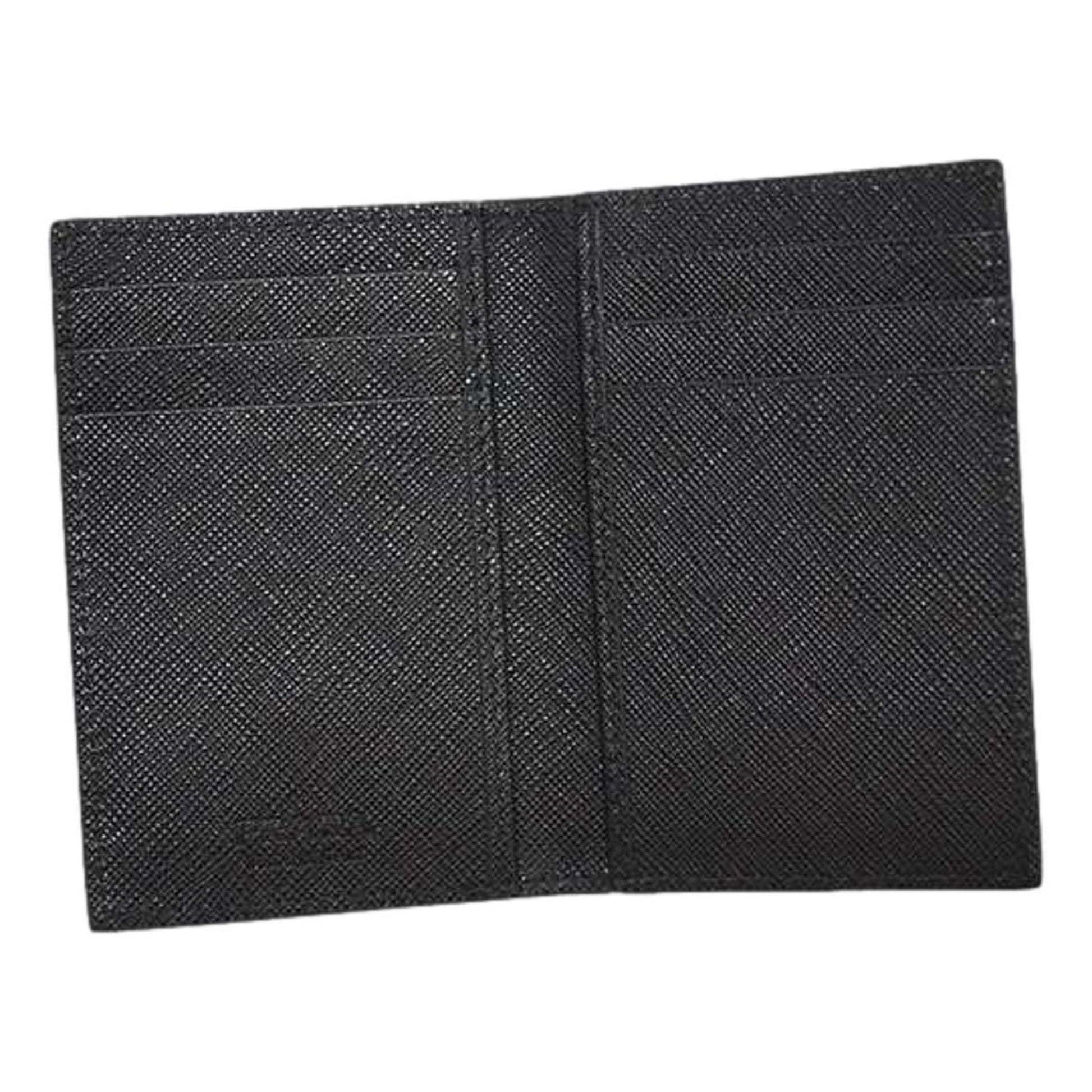 Prada Mens Saffiano Leather Vertical Card Black Holder