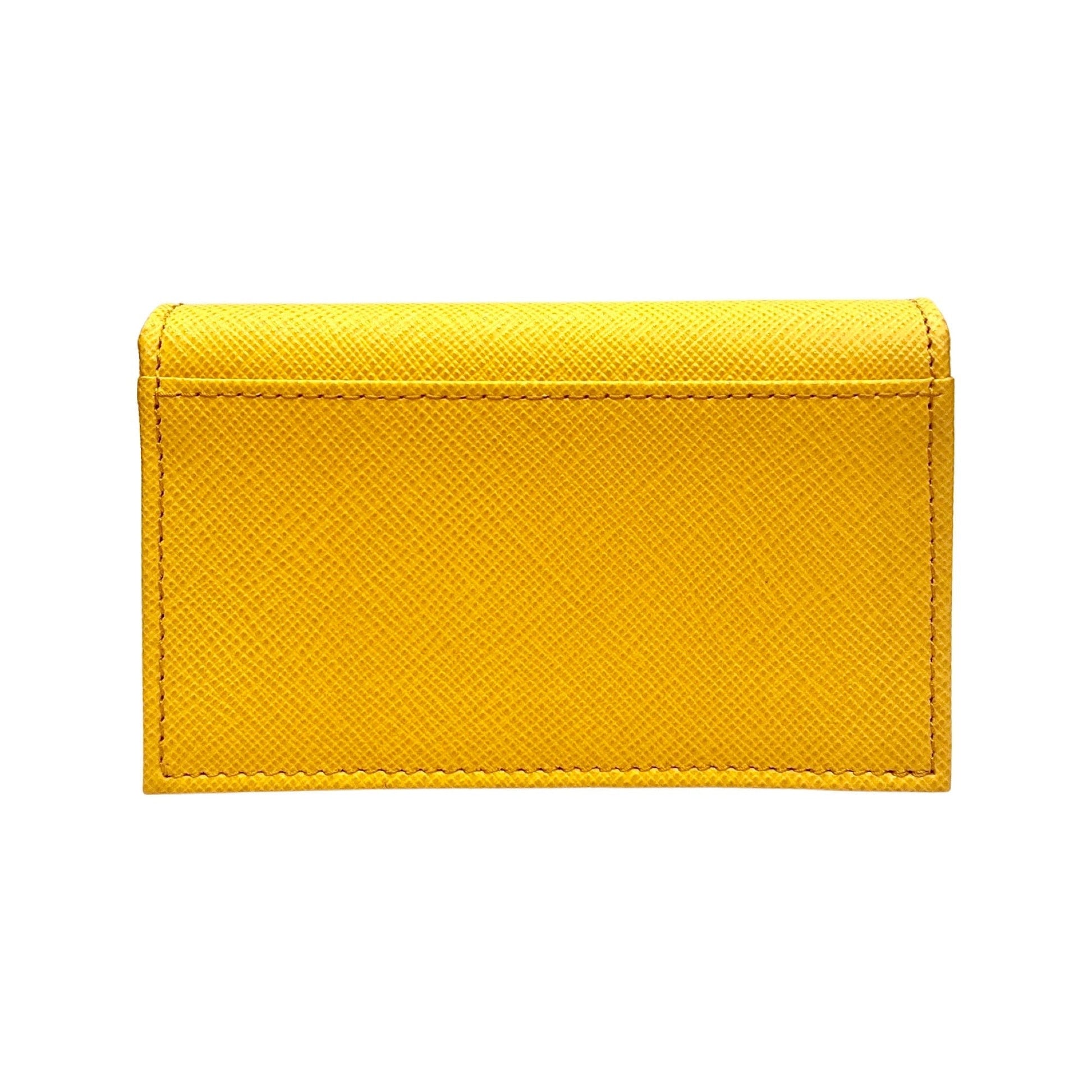 Prada Saffiano Yellow Leather Card Case Wallet