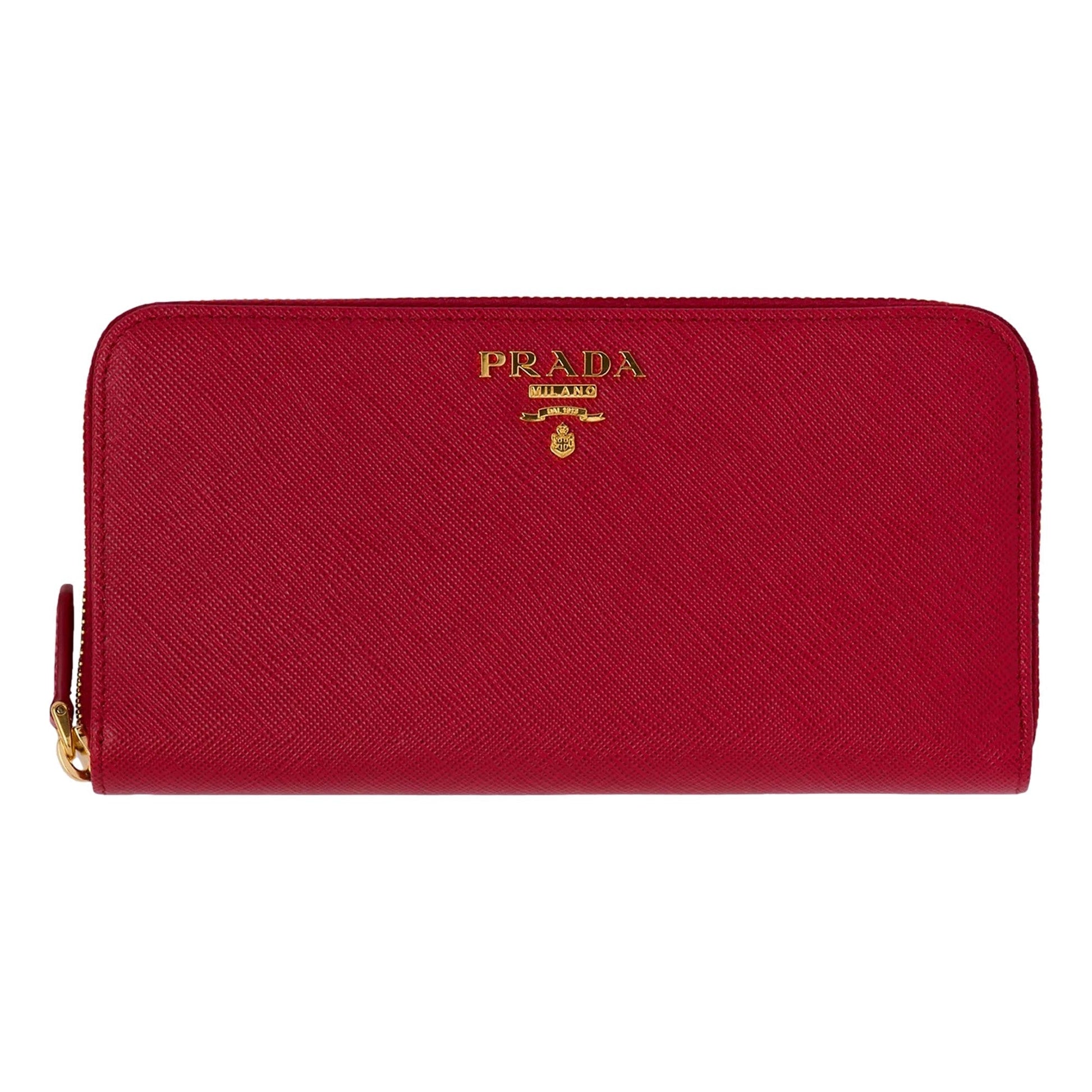 Prada Saffiano Metal Red Leather Continental Wallet
