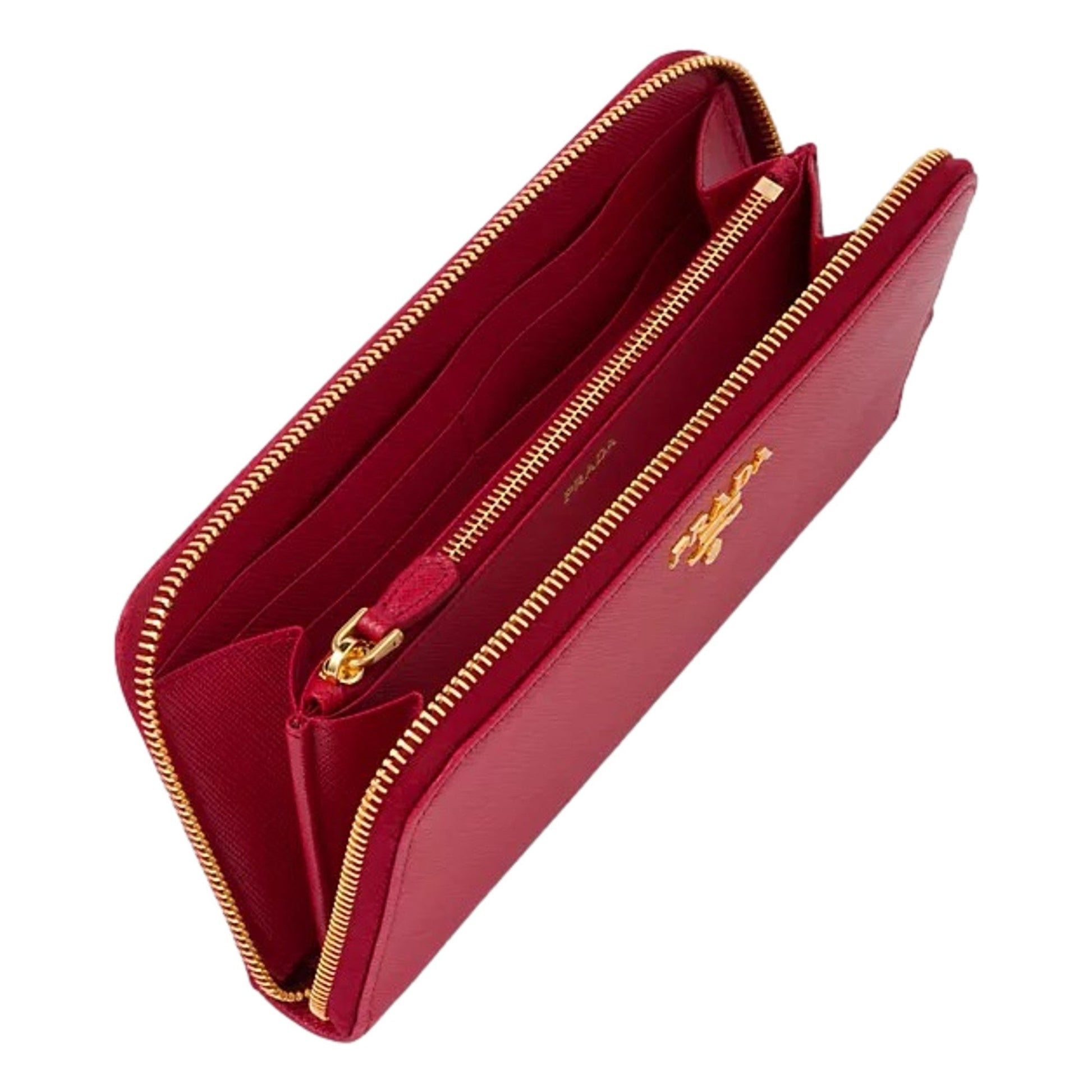 Prada Saffiano Metal Red Leather Continental Wallet