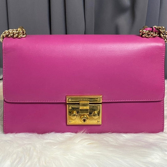 Gucci Padlock Small Shoulder Bag in Pink Leather