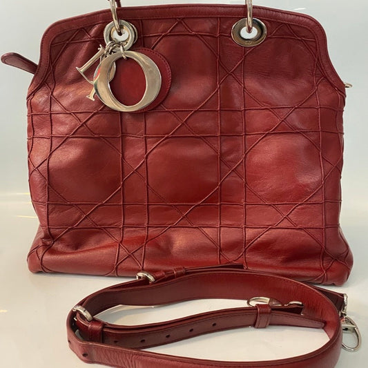 Christian Dior Soft Cannage Red Leather Shoulder Bag