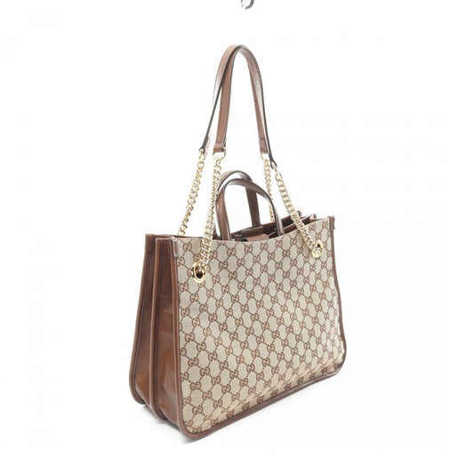 Gucci Monogram Leather Canvas Tote