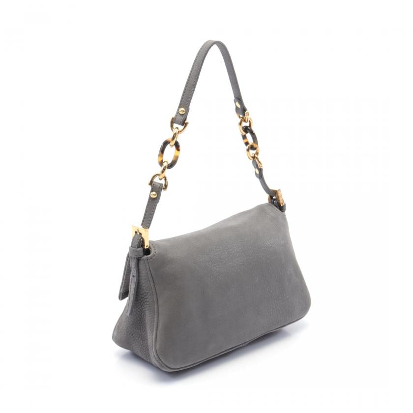 Fendi Mamma Bucket Chain Handbag Leather Gray
