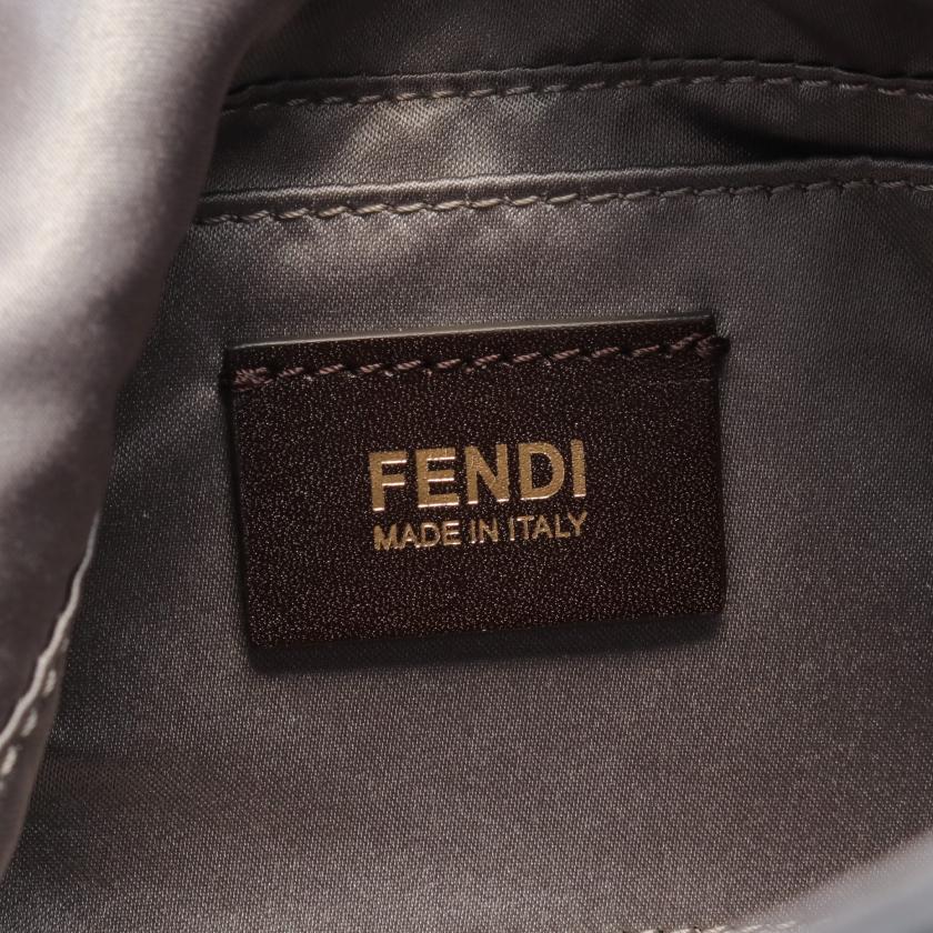 Fendi Mamma Bucket Chain Handbag Leather Gray