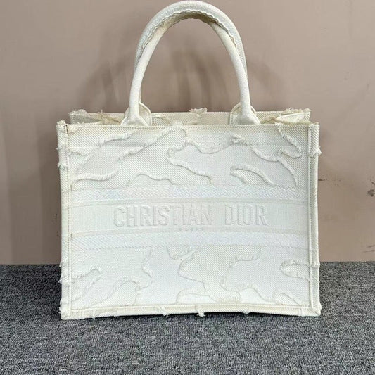 Christian Dior Book Tote Bag White Canvas, Large Size