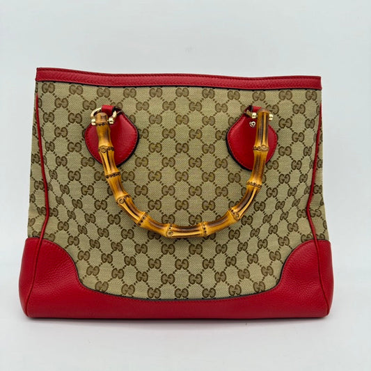 Gucci Monogram Leather Canvas Tote