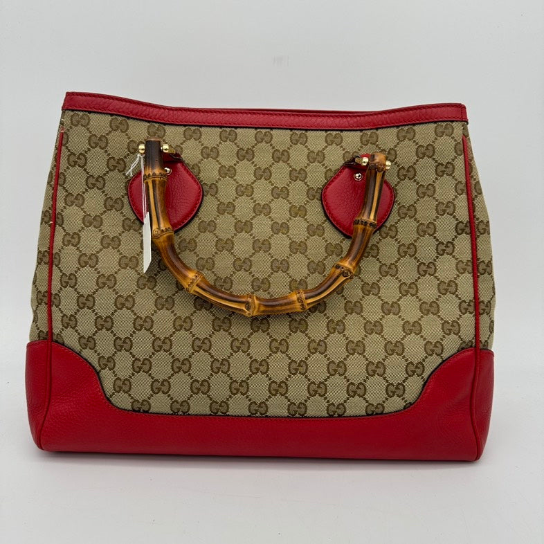 Gucci Monogram Leather Canvas Tote