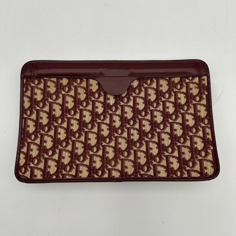Dior Canvas Leather Brown Monogram Clutch Wristlet