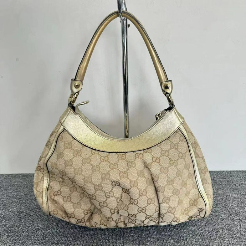 Gucci Monogram Leather Canvas Shoulder Bag