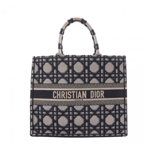 Christian Dior Book Tote Navy Beige Canvas Large Handbag