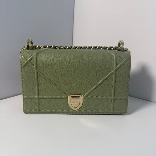 Dior Green Diorama Leather Chain Bag 21.5x13x8cm