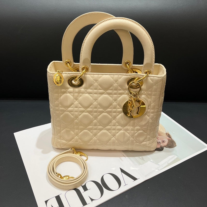 Dior Lady Beige Quilted Leather Bag