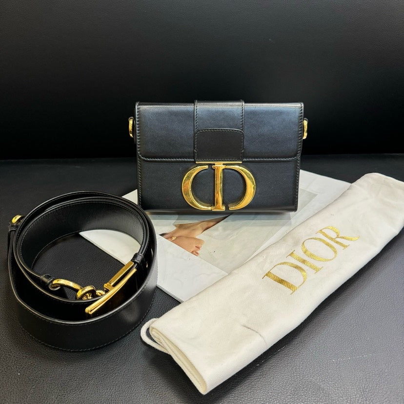 Dior Montagne Box Black Leather Bag 17.5x12x5cm