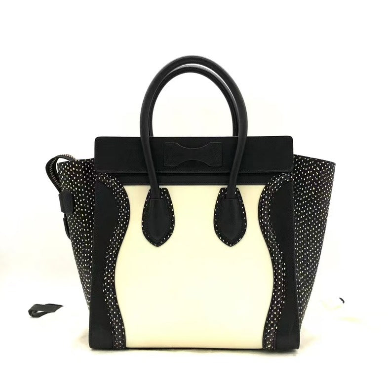 Luxury CELINE Luggage Bag Black and White Tote