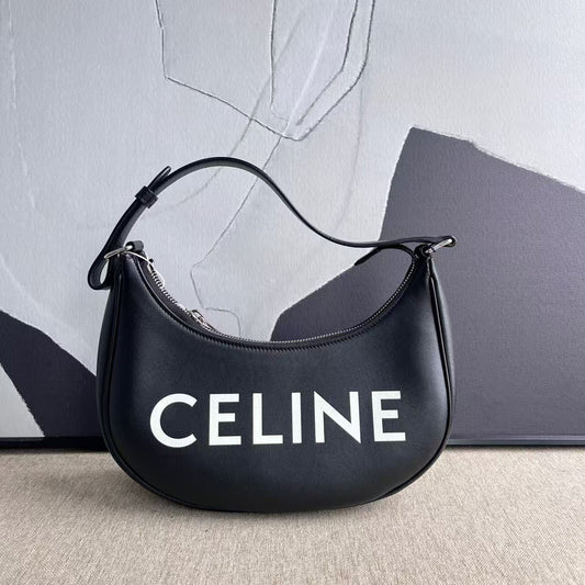 Luxury CELINE Black Leather Underarm Shoulder Bag