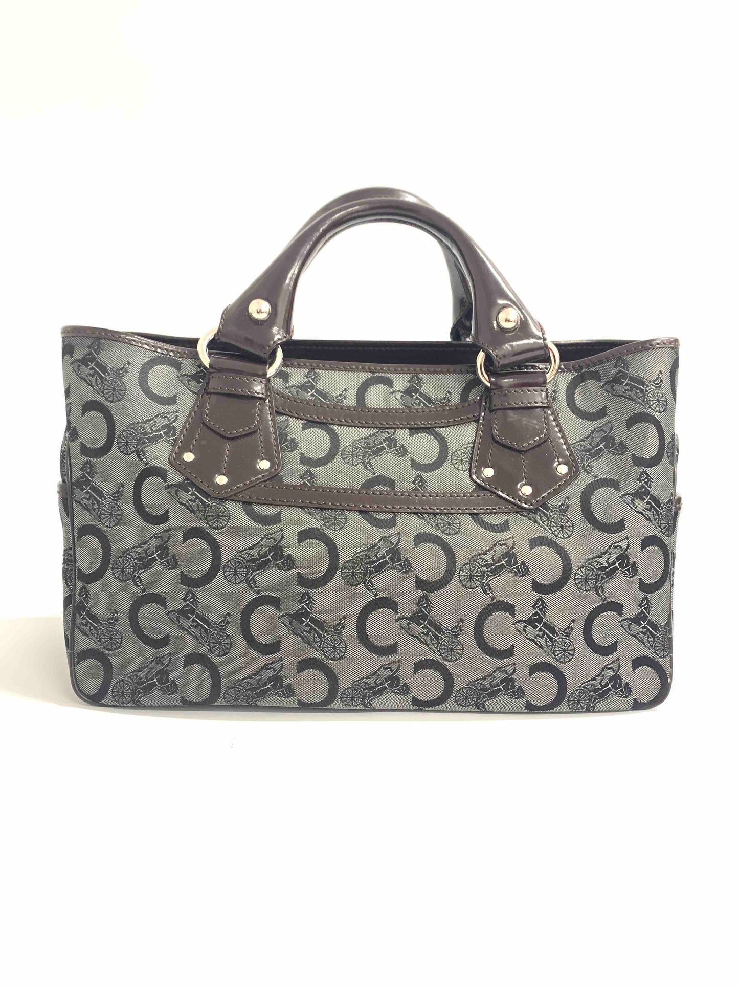 Luxury CELINE Pattern Gray Canvas Top Handle Bag