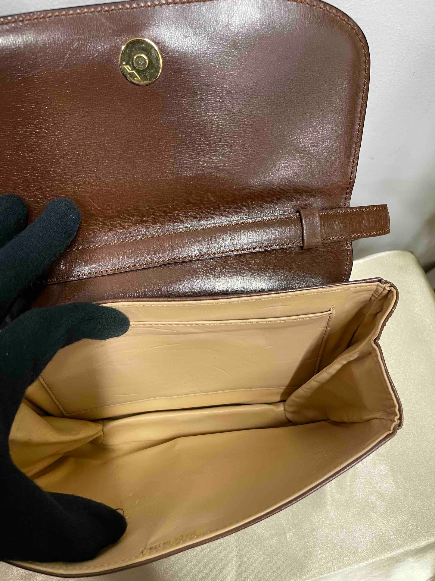 Luxury CELINE Shoulder Bag Brown Leather