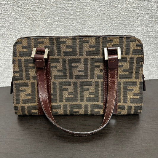Fendi FF Logo Canvas Brown Shoulder Bag