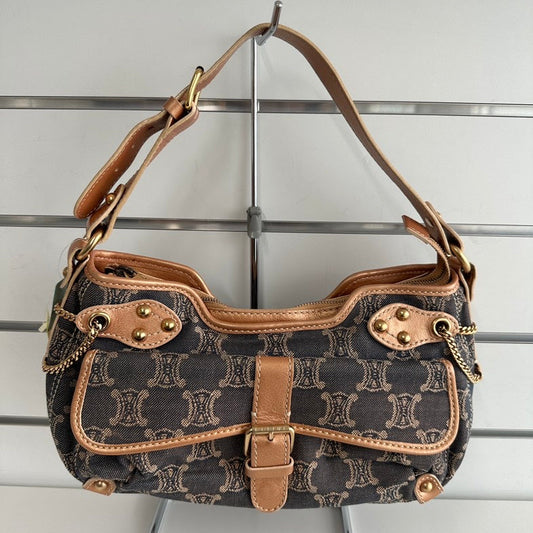 Luxury CELINE Canvas Macadam Black Shoulder Bag 6647