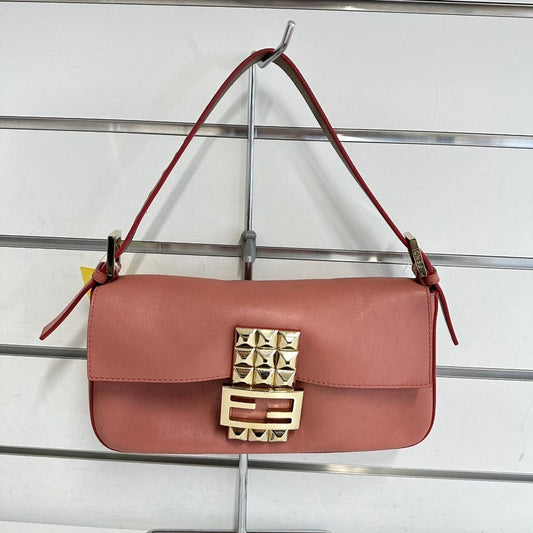 Fendi Pink Leather Baguette Shoulder Bag