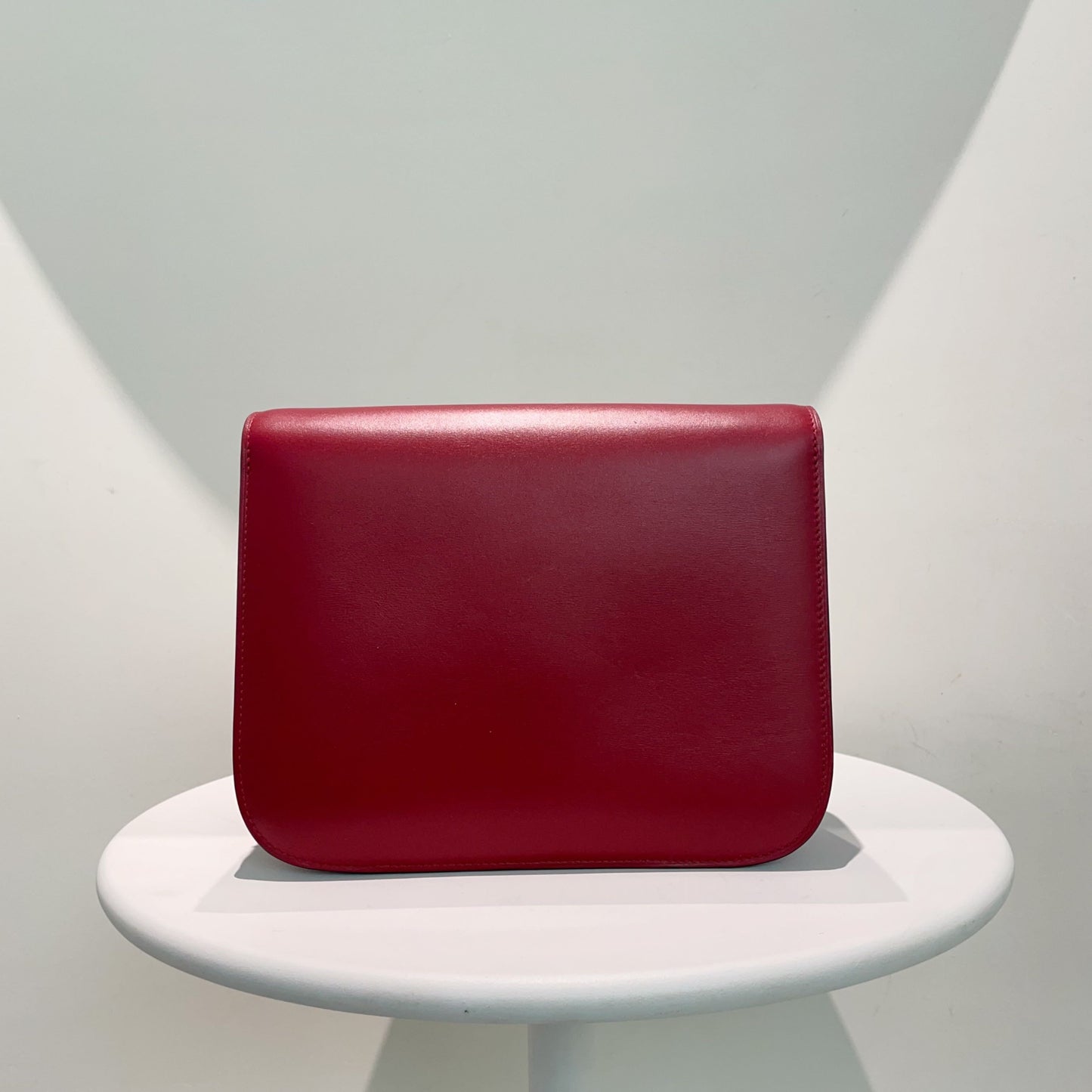 Luxury CELINE Box Bag in Burgundy Leather, Shoulder Bag