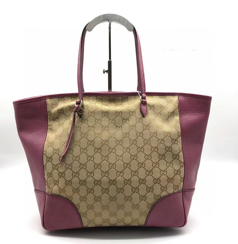 Gucci GG Canvas Pink Leather Tote Bag CC0150